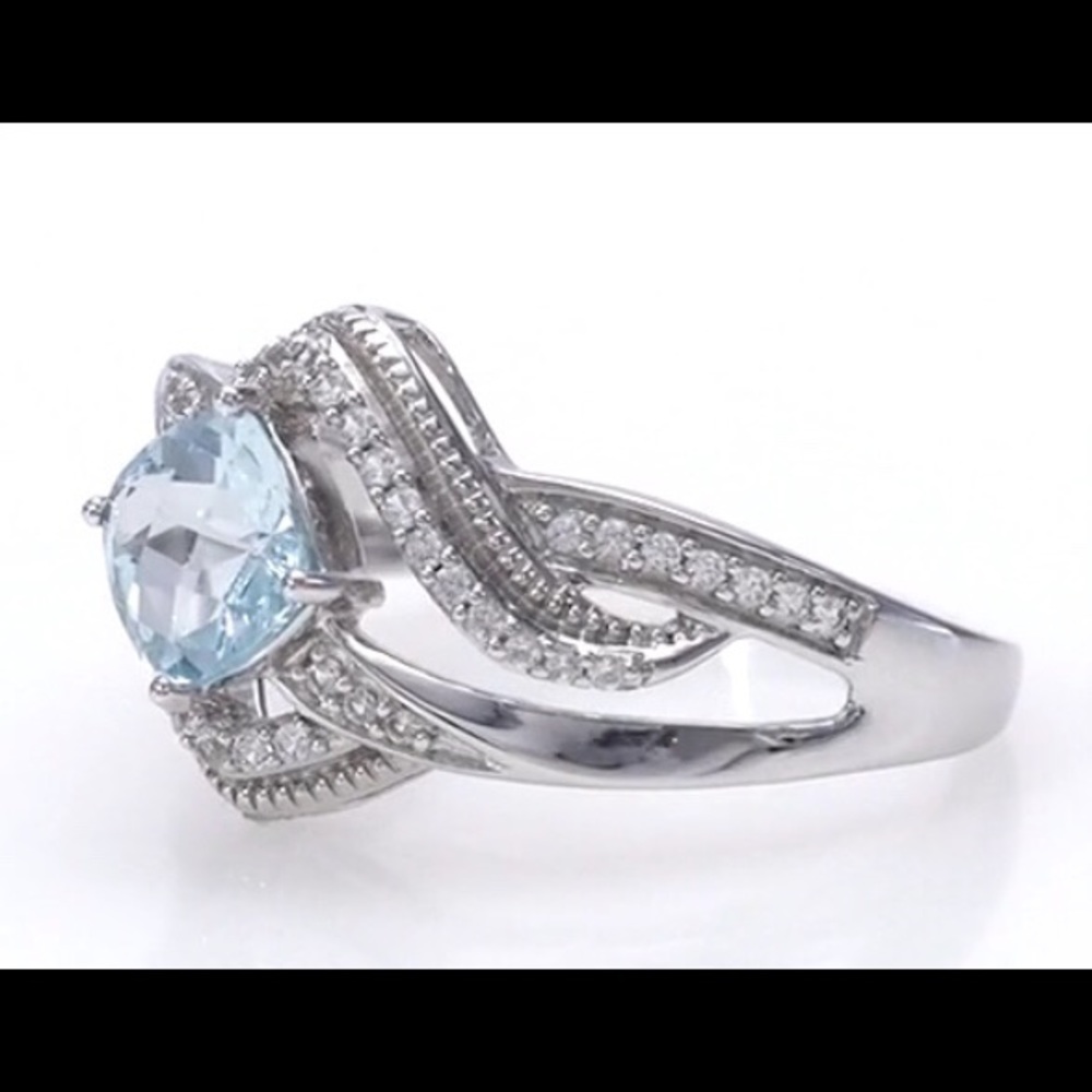 🌷 (925) SKY BLUE TOPAZ/ SAPPHIRE RING - Picture 2 of 6